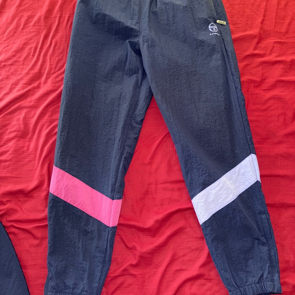 Authentic Men’s Sergio Tacchini Track Pants with Pink and White Accents